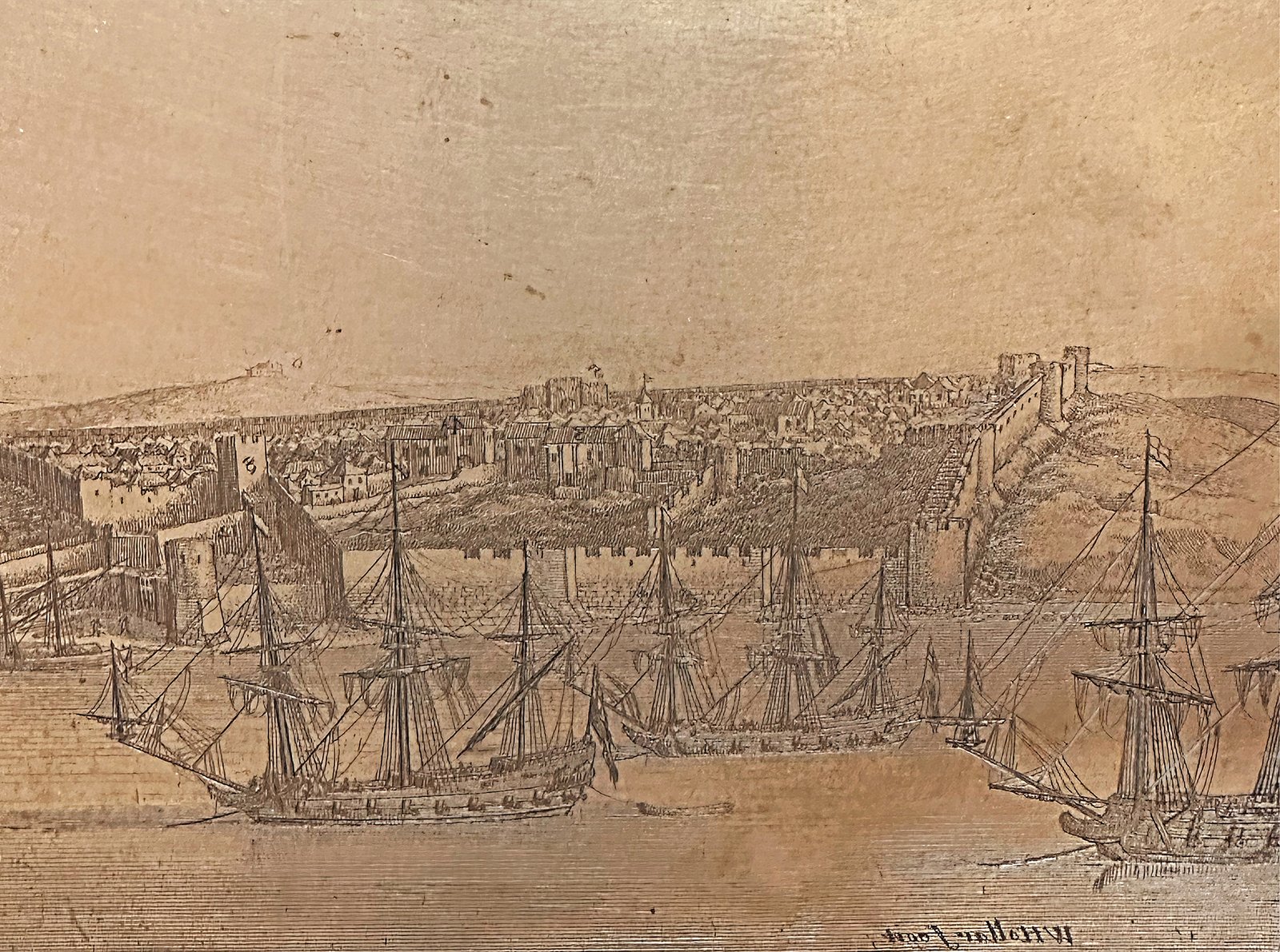 Wenceslas Hollar copper plate detail, 1669